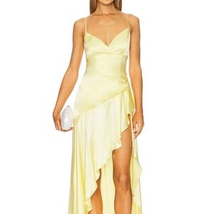 Bardot Asymmetrical Yellow Dress